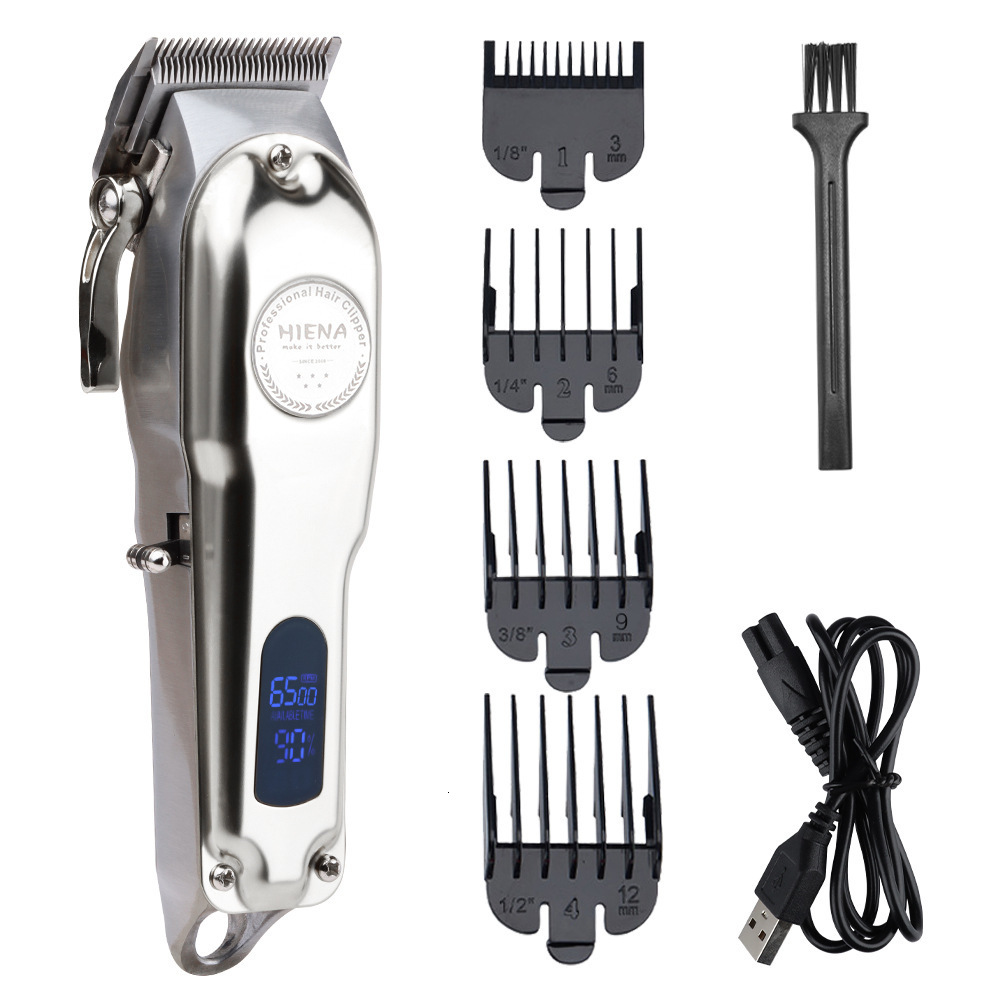 Full metal body professional hair clipper LCD digital display hair clipper rechargeable hair clipper shaver 230906