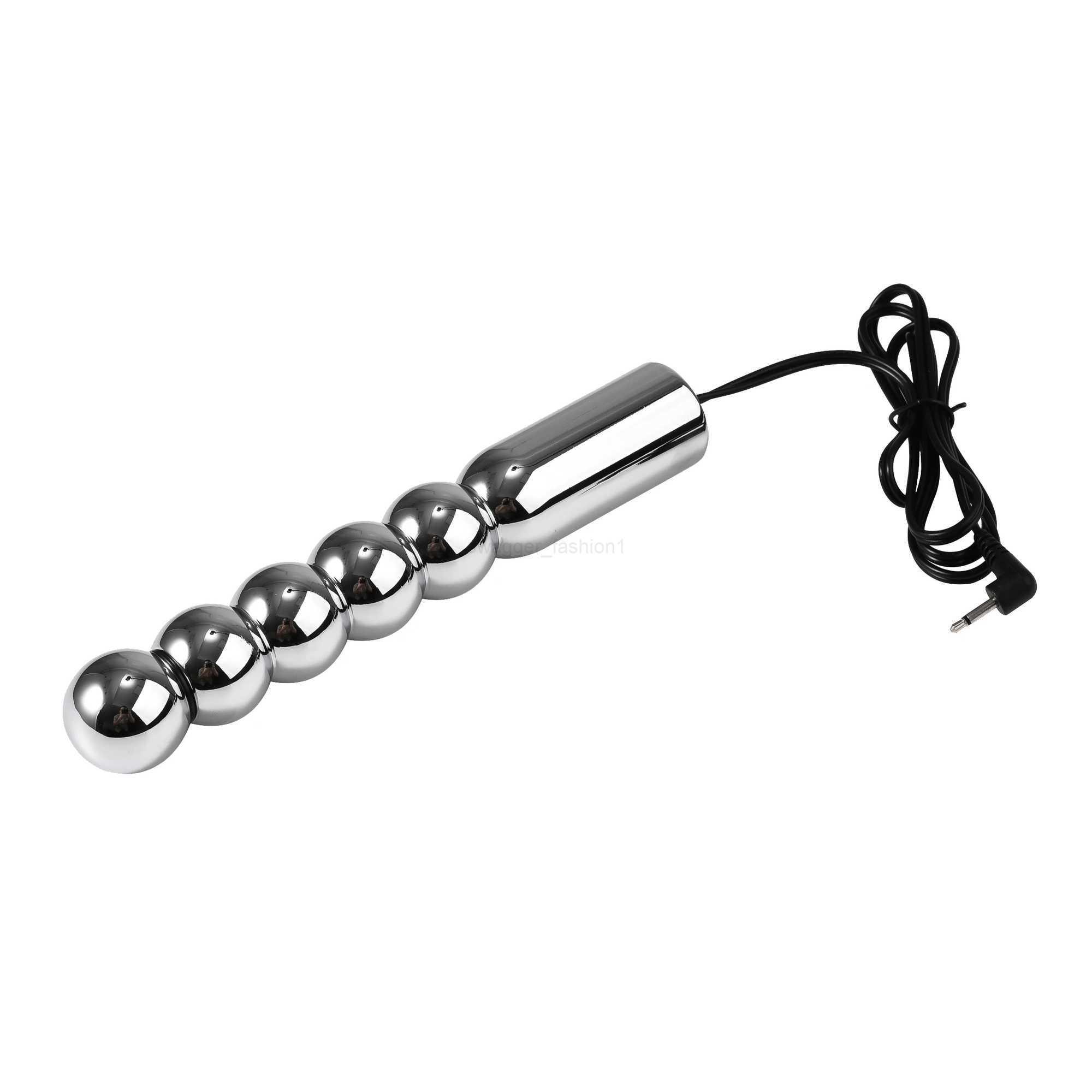 Electric Shock Metal Butt Plug Bi-polar Electro Stimulation Large Anal Beads Plug Prostate Massage Vagina Unit Control Sexe ToyB240708