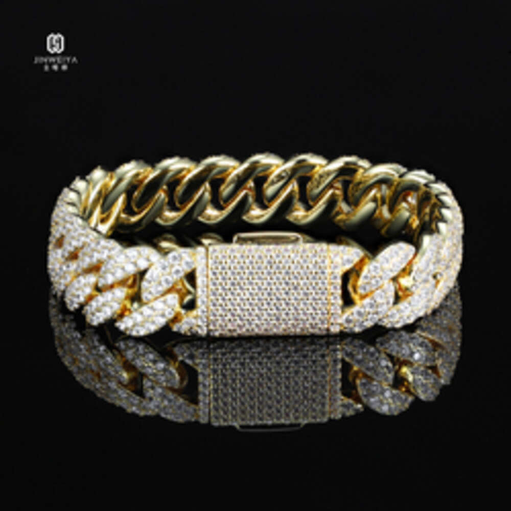 Hip Hop Bracelet Bangles Diamond Luxury Zircon 14k Gold Cuban Link Chain Iced Out