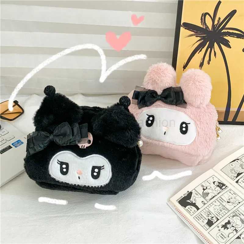 Mys Melodys Plush Makeup Bag Kuromis Cute Cartoon Storage Bag Student Storage Tote Bags Pack for Girl Holiday Birthday GiftCL240708