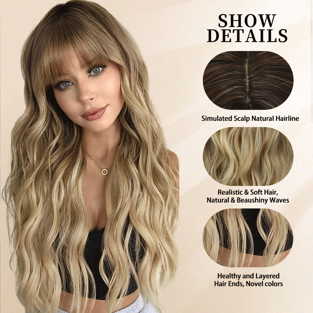 High Temperature Fiber Synthetic Wig Mechanism Natural Curvature Body Wave Hair Products R6/15/10# 1B#