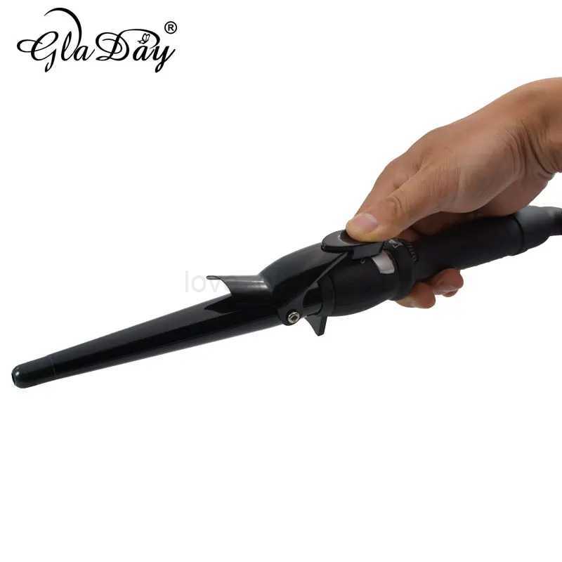 Digital Temperature Control Styling Tools Ceramic Cone Hair Curling Iron Tong Hair Curler Roller Curling Wand with ClipM240709