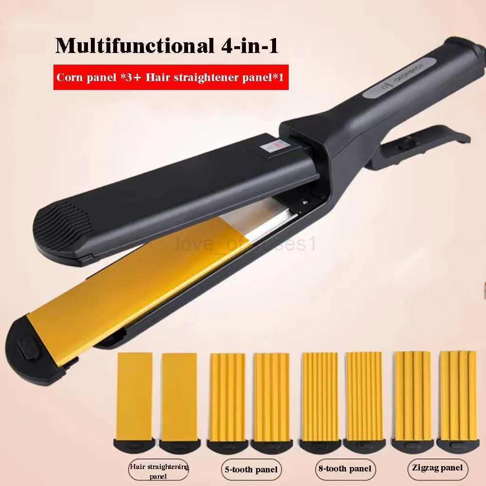 Professional Ceramic Corrugated Iron Electric Curling Crimped Wide Plates Beauty Hair Iron For Hair Wave Corrugation Flat IronsM240709
