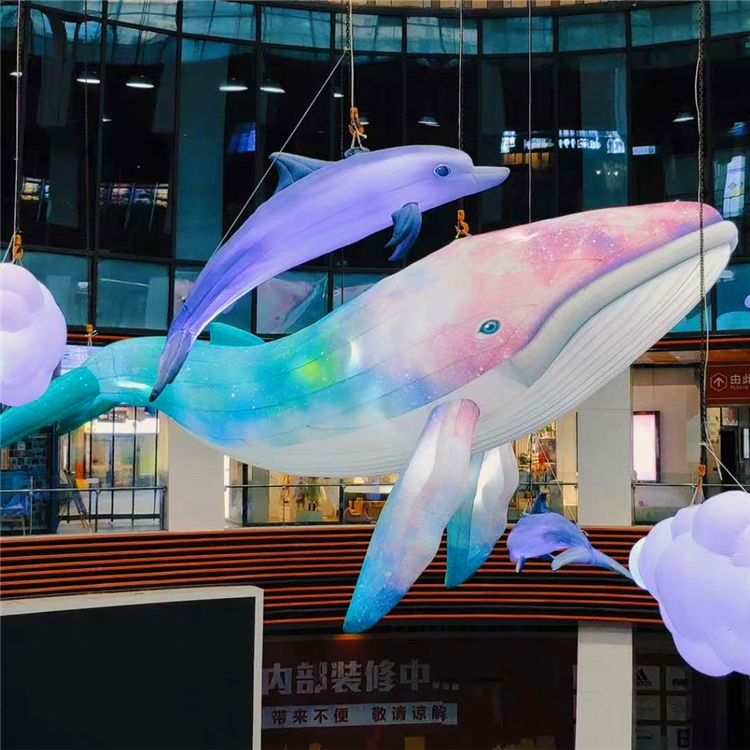 5 m Length Colorful Giant Inflatable Whale With LED Strip For City or Party Show Decoration 26562