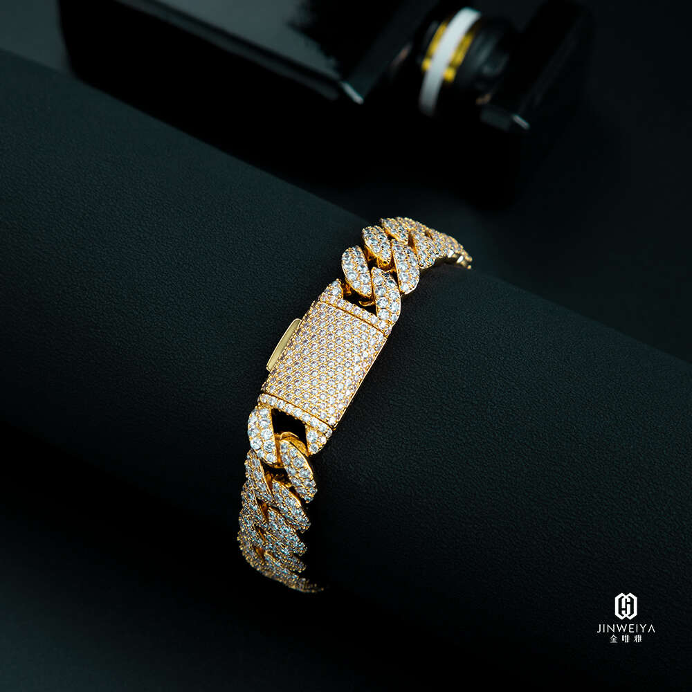 Hip Hop Bracelet Bangles Diamond Luxury Zircon 14k Gold Cuban Link Chain Iced Out