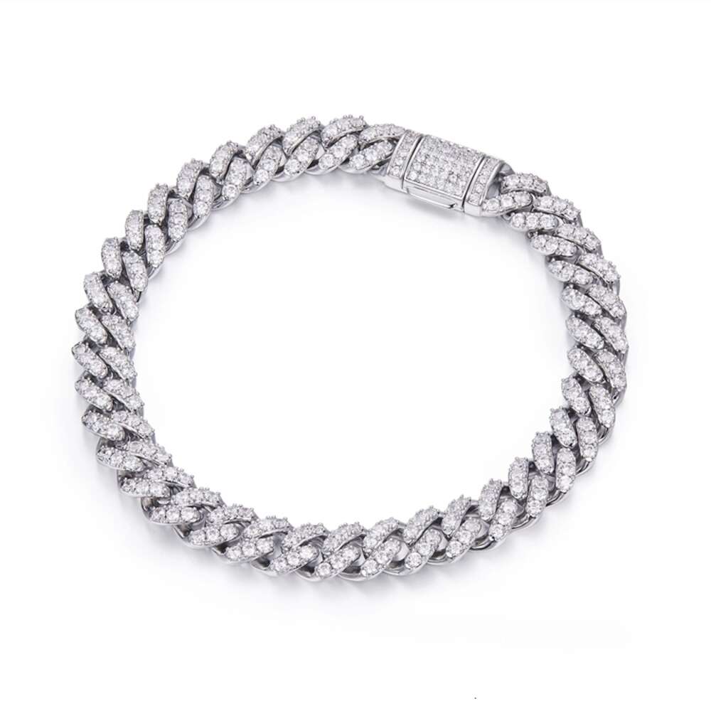 8mm Necklace k Cuban Mossinate Dia Vvs Moissanite Chain Hip Hop Iced Fine Jewelry Sterg Sier