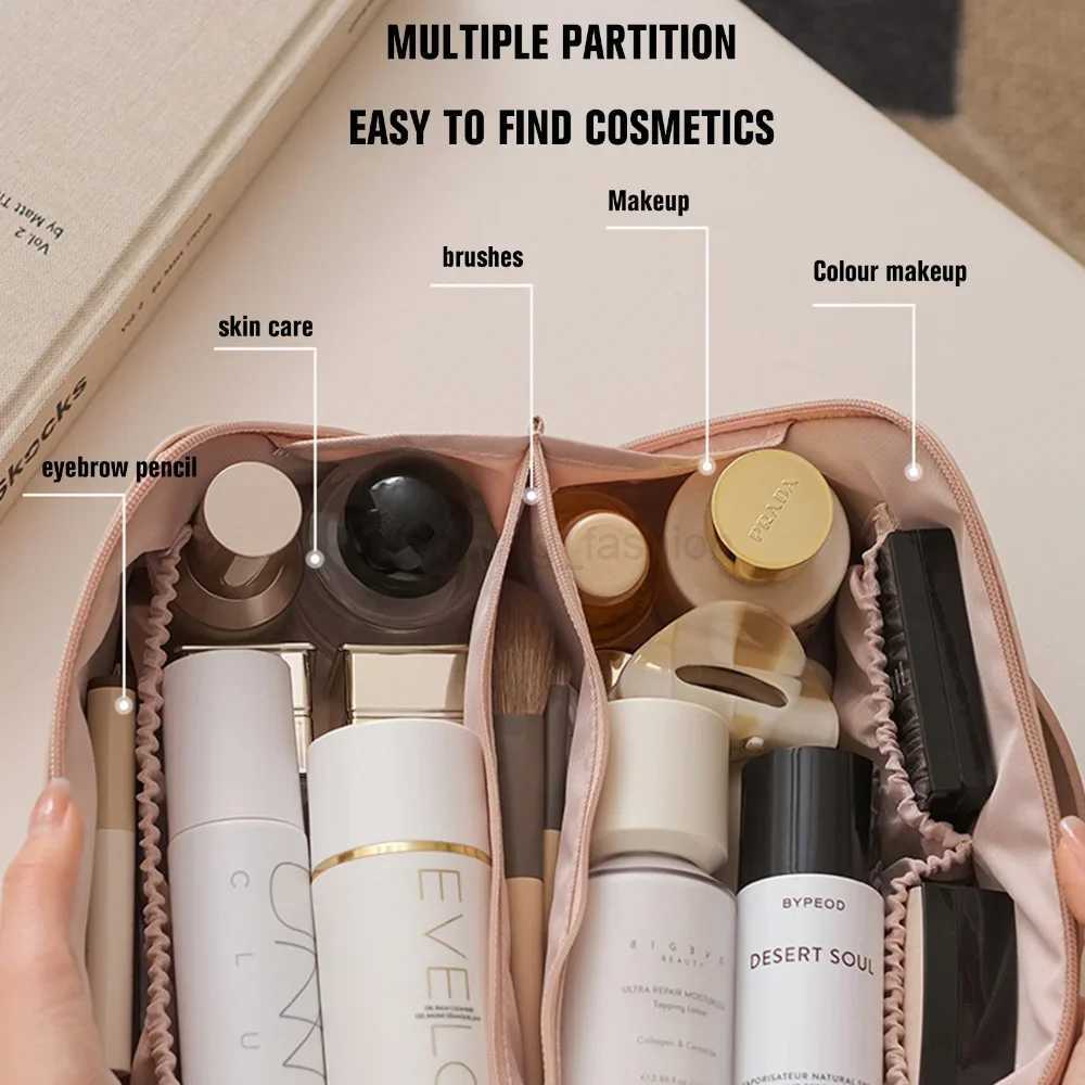 Large Travel Cosmetic Bag for Women Leather Makeup Organizer Female Toiletry Kit Bags Make Up Case Storage Pouch Luxury Lady BoxCL240708