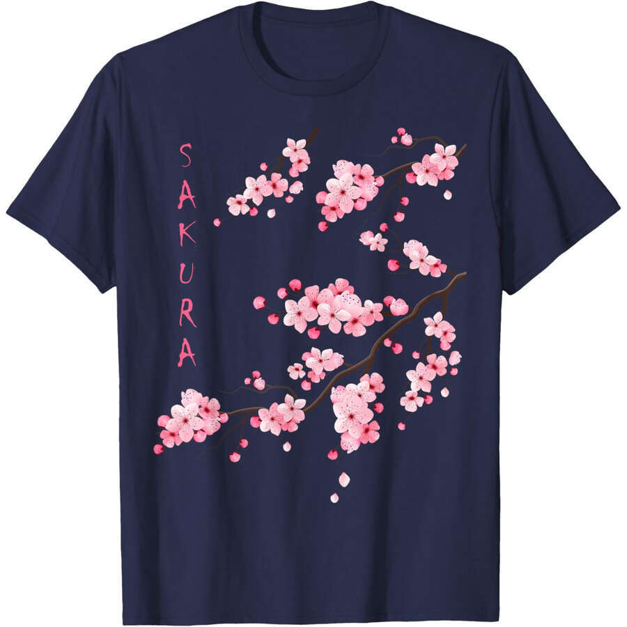 Mens Womens T Shirts Tee Vintage Sakura Cherry Blossom Japanese Graphical Art T-Shirt Tops Tshirt Designer Clothes Free shipping