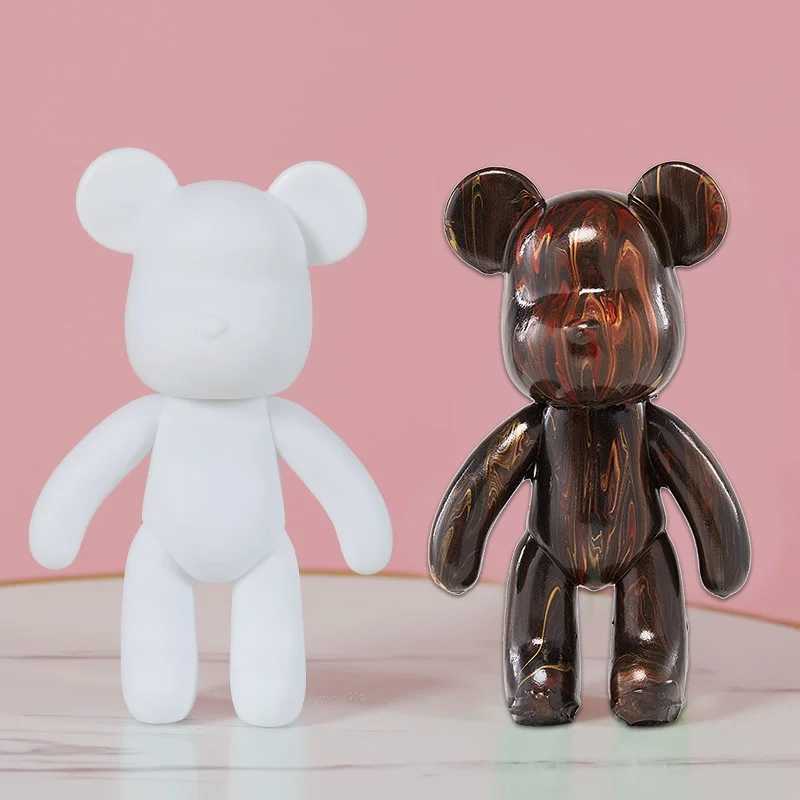 Decorative Objects Figurines Vinyl White Bear Figure DIY Graffiti Handmade Bear Statue Painting Fluid Pigment Vinyl Graffiti Figurine Decoration Kid T