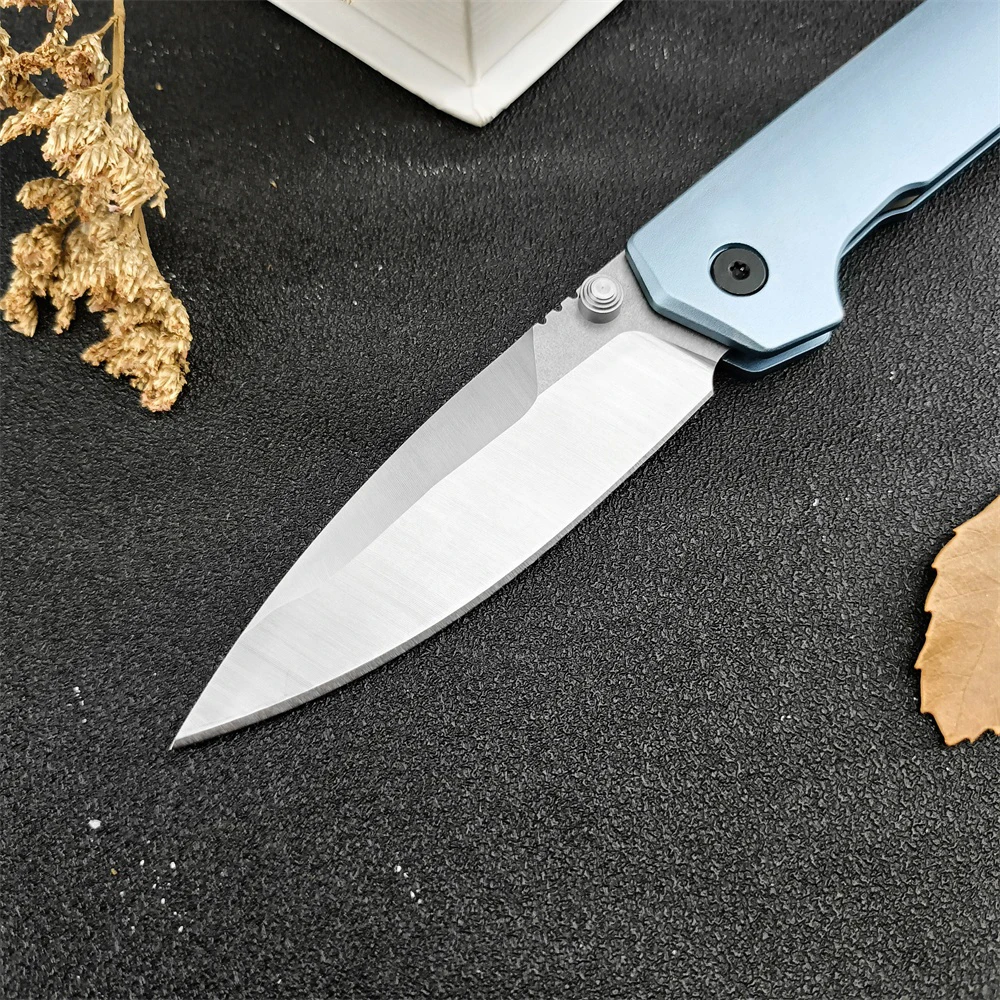 knife KS 2038 Iridium KVT Folding Knife 3.4 D2 Spear Point Blade Wathet Aluminum Handles EDC Pocket Knife Hunting Rescue Survival Portable Folding Kni