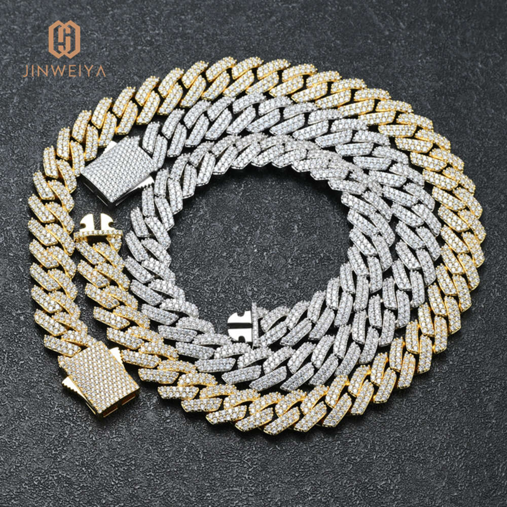 Jwy Mens Womens Iced Out Cuban Chains Cz Brass Chunky 18k Plated Necklace 16mm