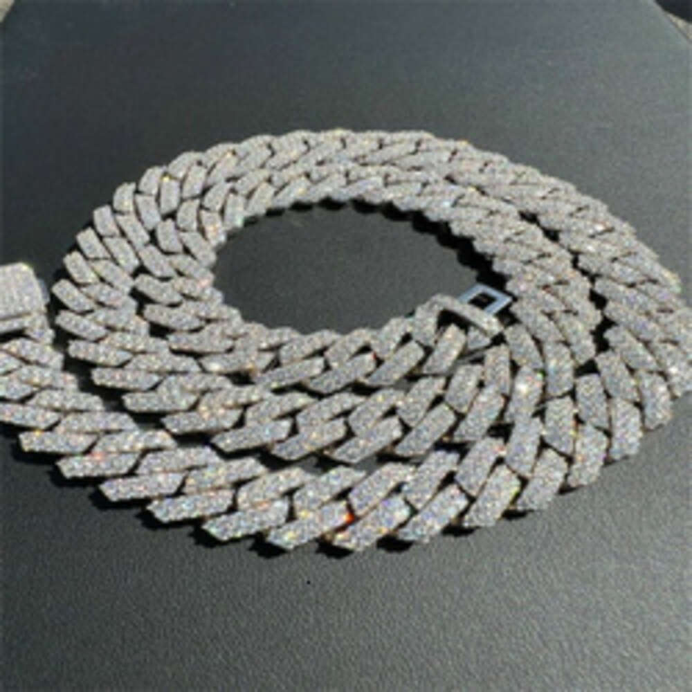 Flawless Vvs Moissanite Sier Custom Stamped American Dia Necklace Hip Hop Jewelry Cuban k Chain