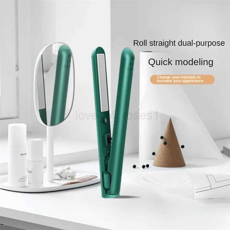 2 in 1 Dual-Purpose Hair Curler Mini Hair Straightener Travel Curling IronPortable Mini USB Hair Curler WhiteZ240709