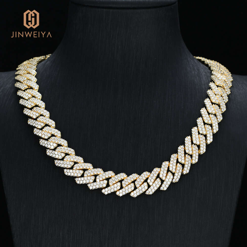 Jwy Mens Womens Iced Out Cuban Chains Cz Brass Chunky 18k Plated Necklace 16mm