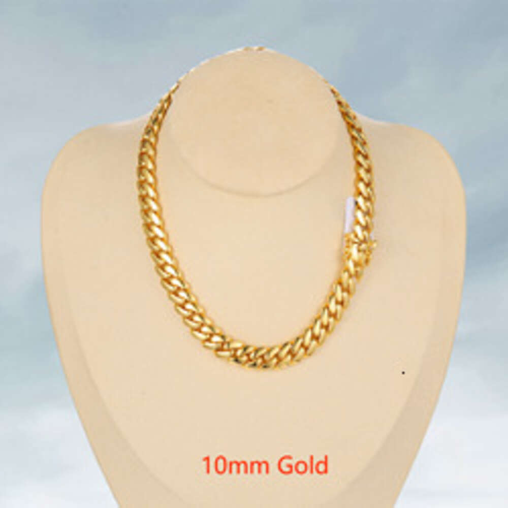 Wholesale Luxury Hip Hop Jewelry Mens Custom 18k Gold Plated Solid Brass Heavy Miami Cuban Link Chain Necklace
