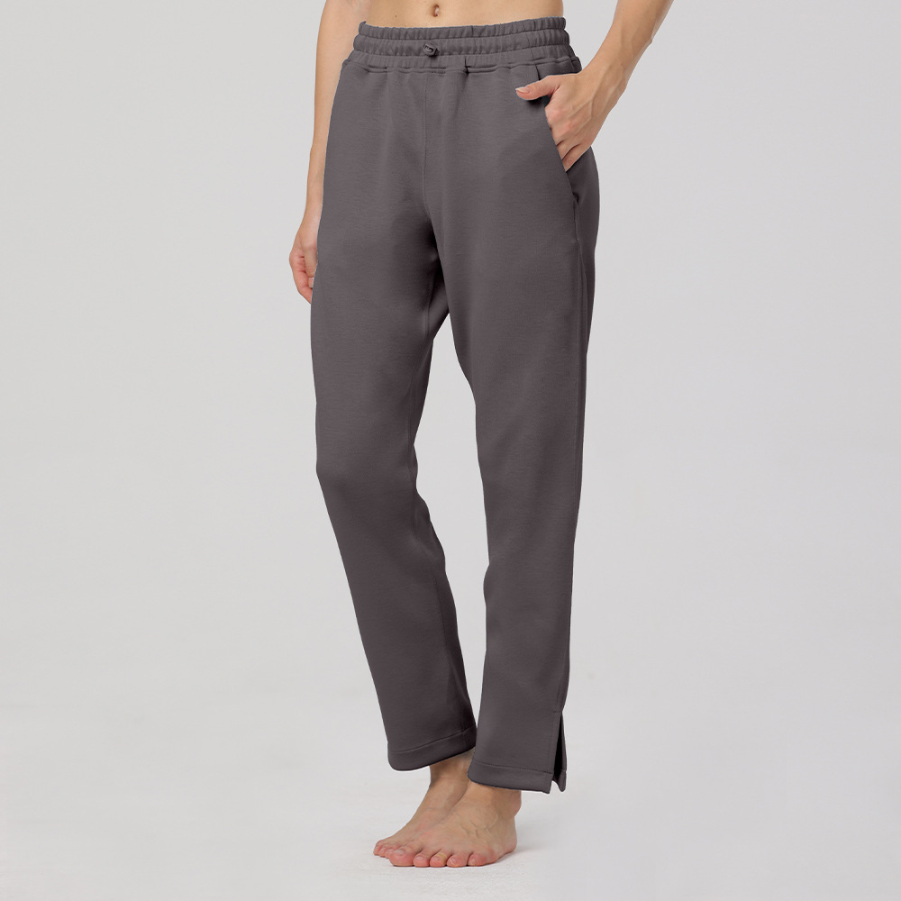 LLL711 Womens Yoga Soft Pants Woven Wide Leg Long Ladies Mid Waist Trousers Loose Yoga Comfort Slacks Ninth