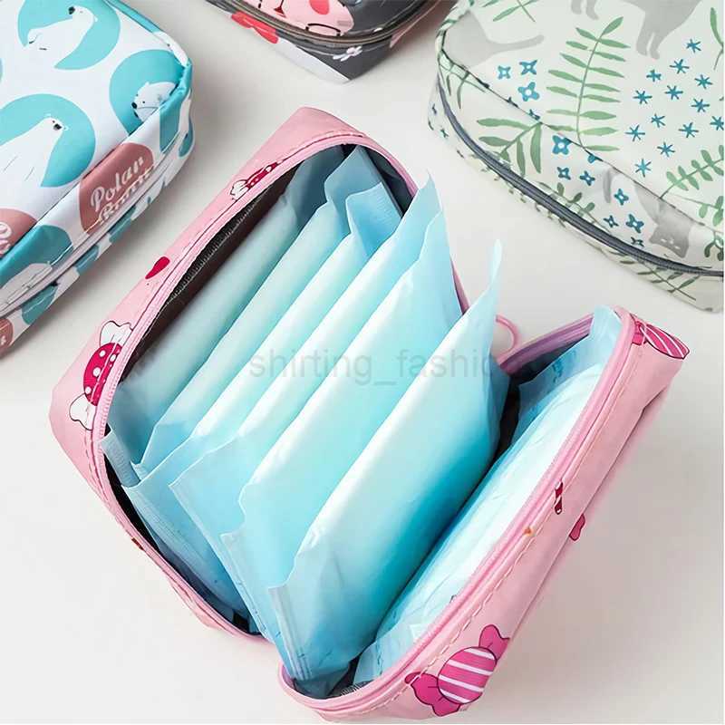 Kawaii Cosmetic Bags Organizer Women Tampon Napkin Sanitary Pad Pouch Storage Bag Ladies Girls Beauty Makeup Bag Holder CaseCL240708