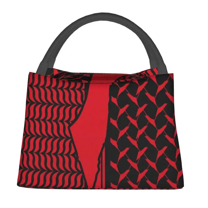 Palestinian Kufiya Thermal Insulated Bag Women Palestine Keffiyeh Red Black Background Resuable Lunch Tote Meal Food Box 240703 7fa5 4