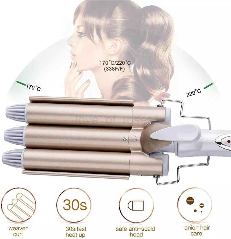 Corrugation Curling Iron Triple Curling Iron Ceramic Styler Professional Hairdressing Tool Hair Straightener Electric Hair StyleM240709