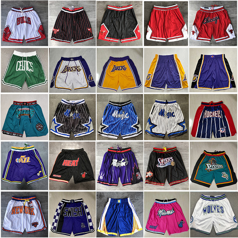 Just Don Shorts classiques brodés rétro basketball homme avec poches fermeture éclair entraînement gym plage pantalon sports hip hop short mesh r