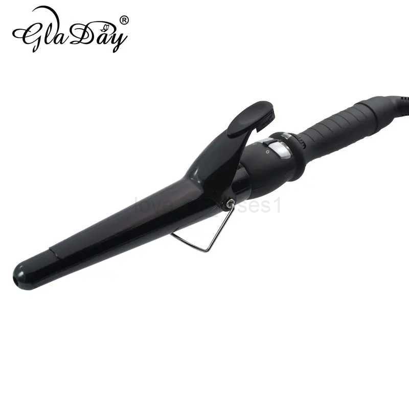 Digital Temperature Control Styling Tools Ceramic Cone Hair Curling Iron Tong Hair Curler Roller Curling Wand with ClipM240709