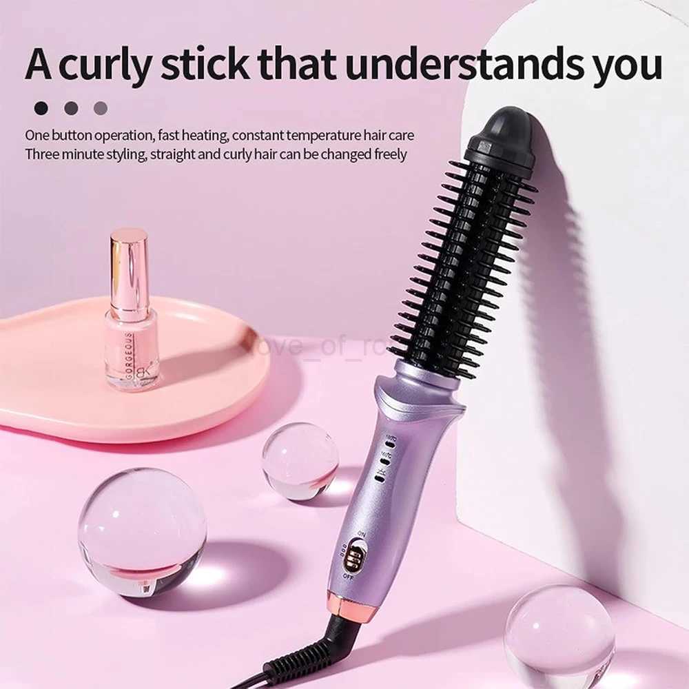 Ceramic Curling Iron Brush for Travel 3/4 Inch Heated Curling Brush Heated Tourmaline Ceramic Barrel for Short Long HairM240709