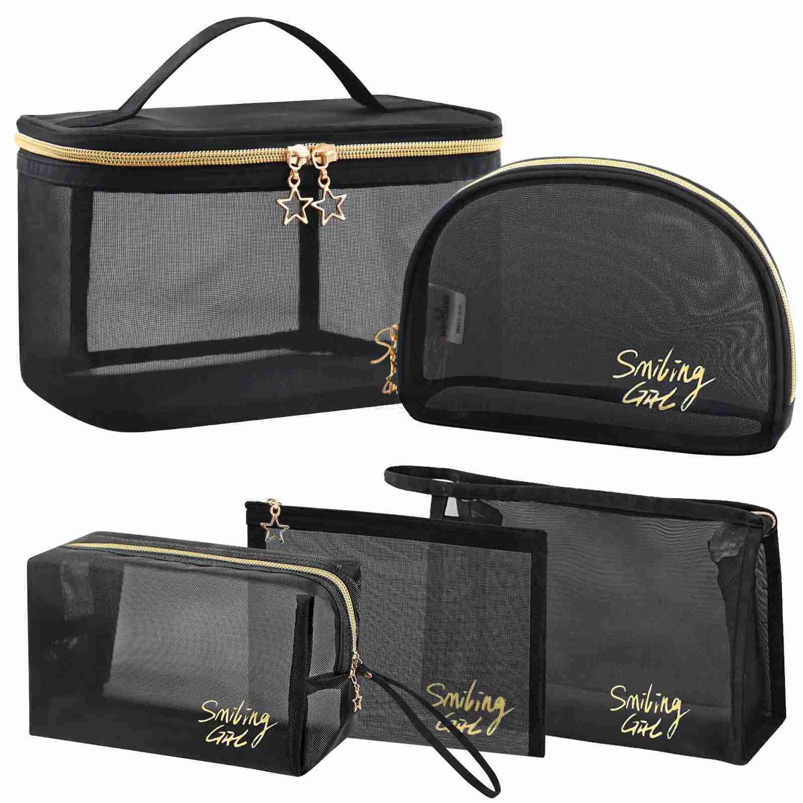 Travel Cosmetic Bag Transparent Mesh Pouch Double Layer Makeup Handbag WomenS Portable Travel Bag Toiletries Kit OrganizerCL240708