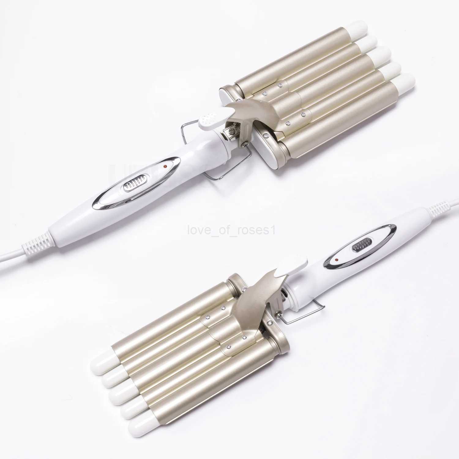 5 Barrel Curling Iron Wand Hair Waving Beach Waves Fast Styling Tools with LCD Temperature Display for Women Salon Hair CrimperM240709