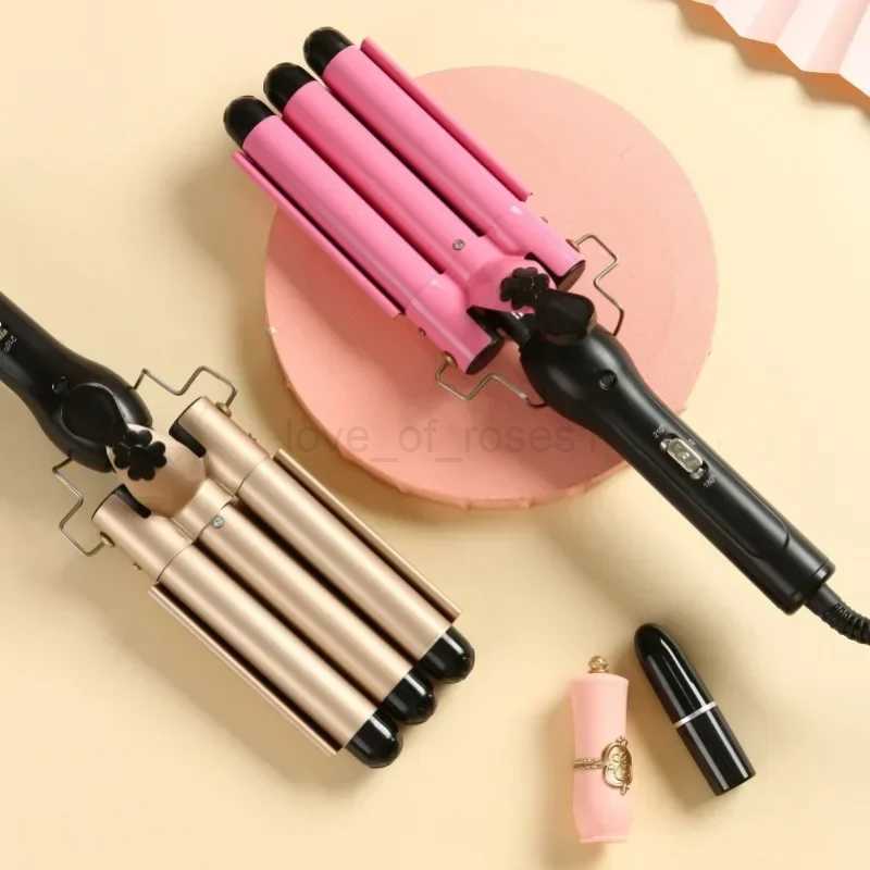 Electric Curling Stick Roll Korean Style Water Ripple Perm Three-tube Curling Iron Wave Waver Styling Tools Hair Styler WandM240709
