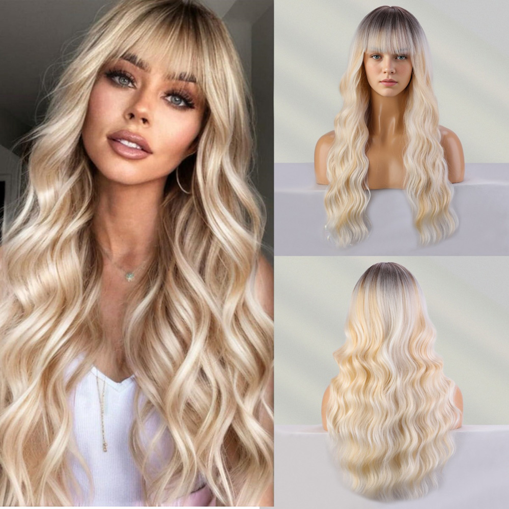 High Temperature Fiber Synthetic Wig Mechanism Natural Curvature Body Wave Hair Products R6/15/10# 1B#