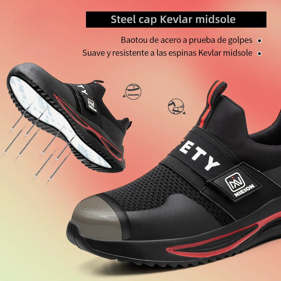 Man Safety Shoes Puncture-Proof Work Shoes Lightweight Breathable Casual Sneaker Women Protective 240703
