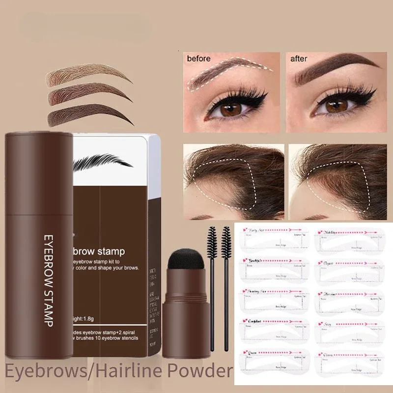 Eyebrow Enhancers Reusable Head Eyebrow Powder Stencil Makeup Shadow Stick One Step Shaping Long Lasting Decorate Hairline b240709