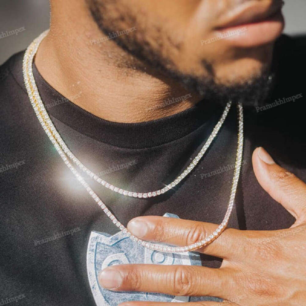 Cheapest Price Hip Hop Sterling Silver 3mm Vvs Moissanite Diamond Necklace Moissanite Tennis Chains for B2b Wholesale Business