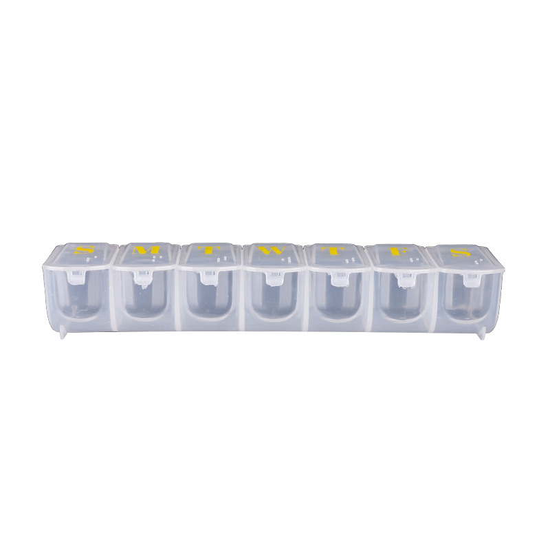 Seven Day Storage Convenient Rectangular Portable Braille Labeled Pill Boxes