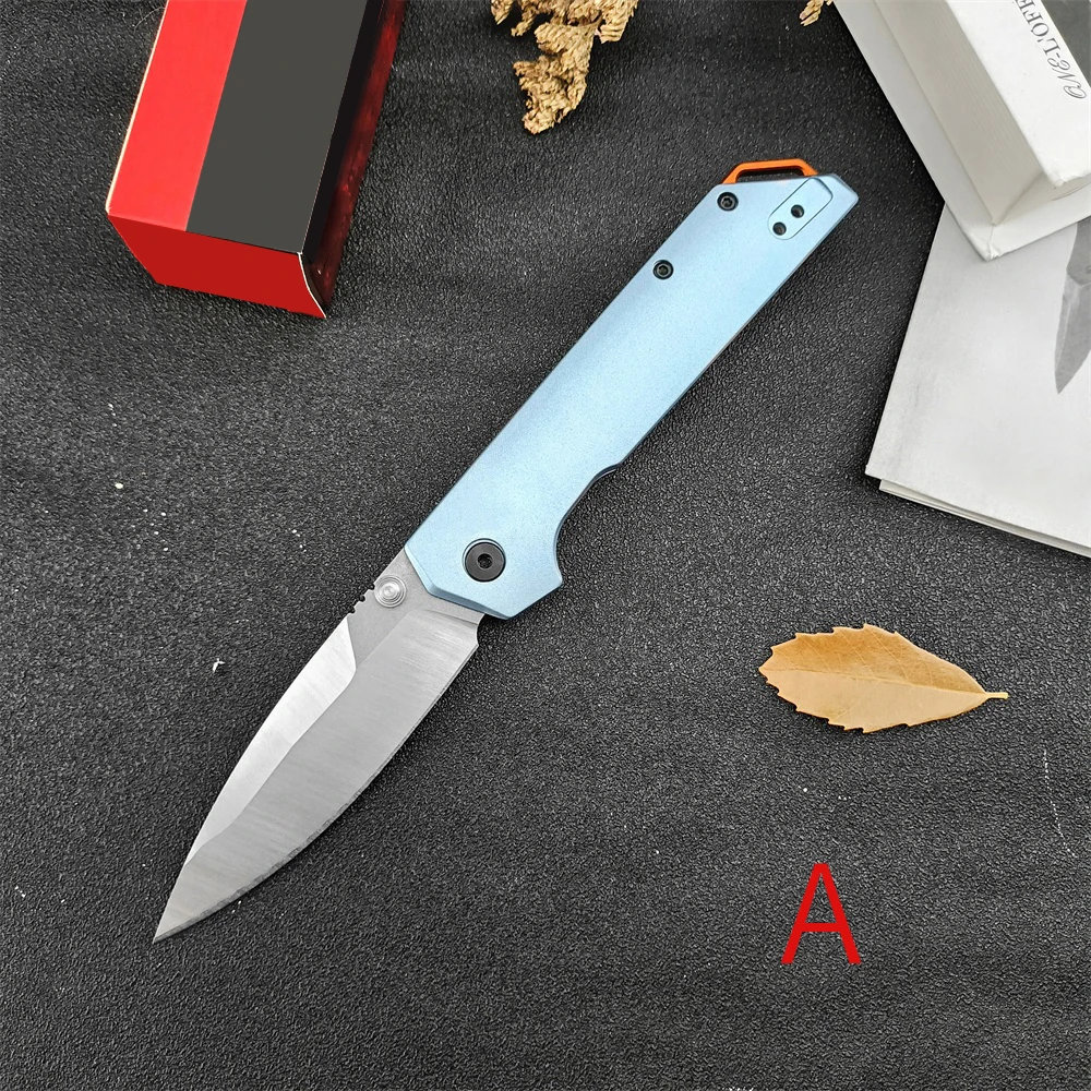 knife KS 2038 Iridium KVT Folding Knife 3.4 D2 Spear Point Blade Wathet Aluminum Handles EDC Pocket Knife Hunting Rescue Survival Portable Folding Kni