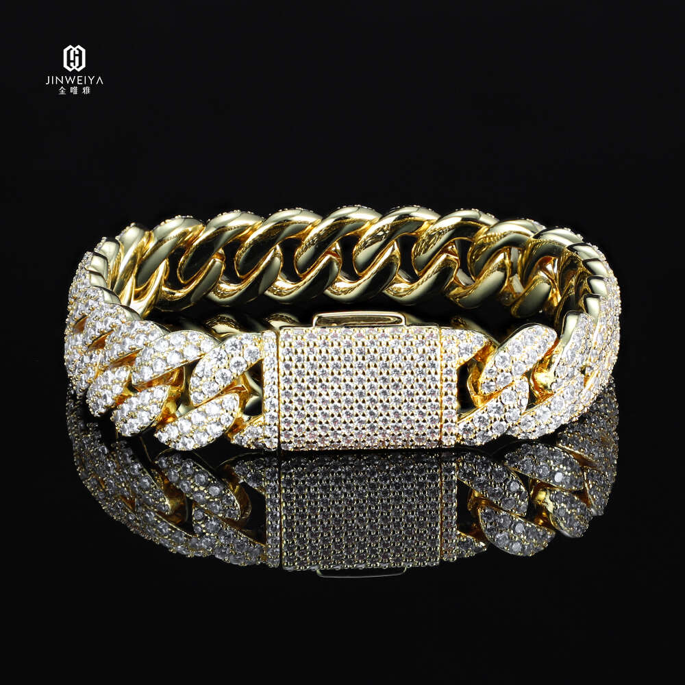 Hip Hop Bracelet Bangles Diamond Luxury Zircon 14k Gold Cuban Link Chain Iced Out