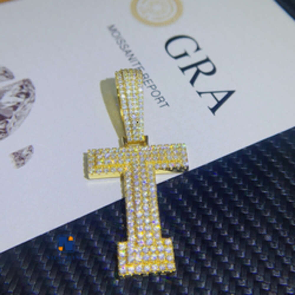 Factory Price Hip Hop Jewelry Moissanite Necklace Diy Letter Iced Out Real S925 Silver Custom Pendant