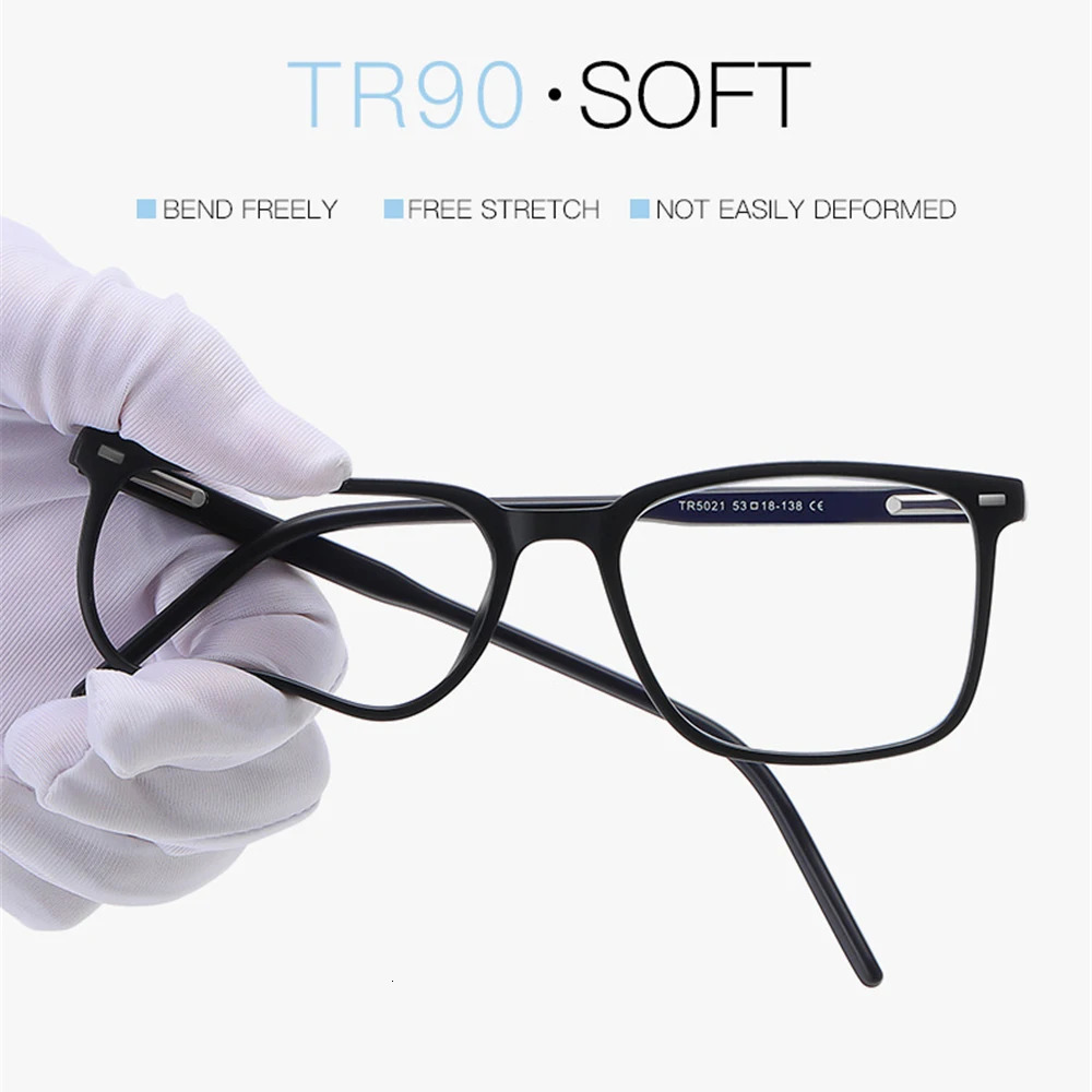 2024 Trending Blue Light Blocking Mens Glasses Gaming TR90 Matte Black Anti Ray Eyeglasses Women Transparent Fashion Eyewear 240708