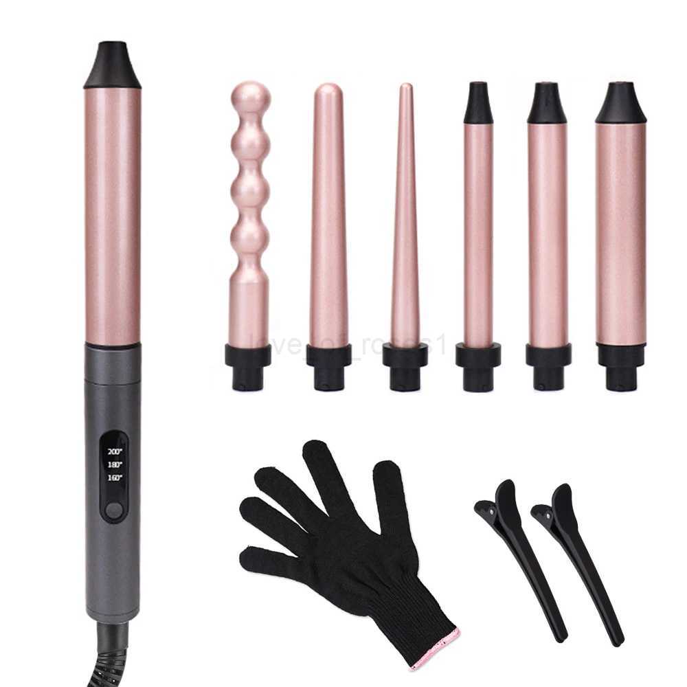 Professional Hair Curling Iron Wand 6 In 1 Fast Heating Hair Curler Salon Hair Styling Tools Dual VoltageM240709