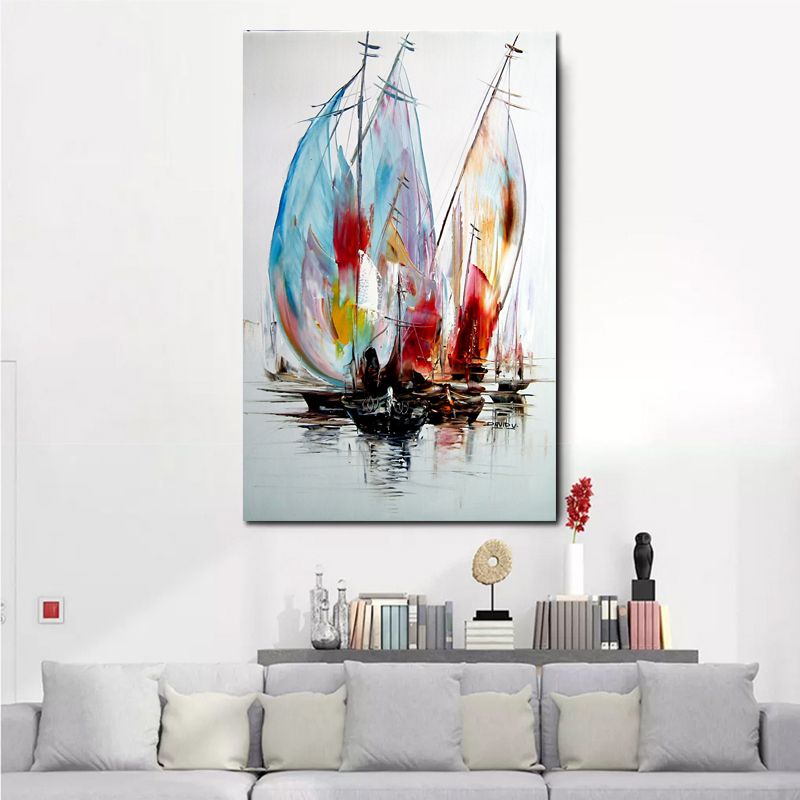 Colorful Boat Wall Pictures For Living Room Canvas Painting Posters And Prints Modern Landscape Home Decor No Frame