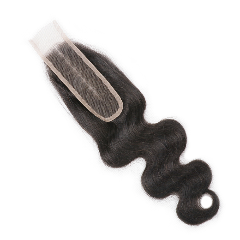 Peruvian Human Hair 3 Bundles With 2X6 Lace Closure Body Wave 4 PCS/lot Middle Part 10-30inch Natural Black