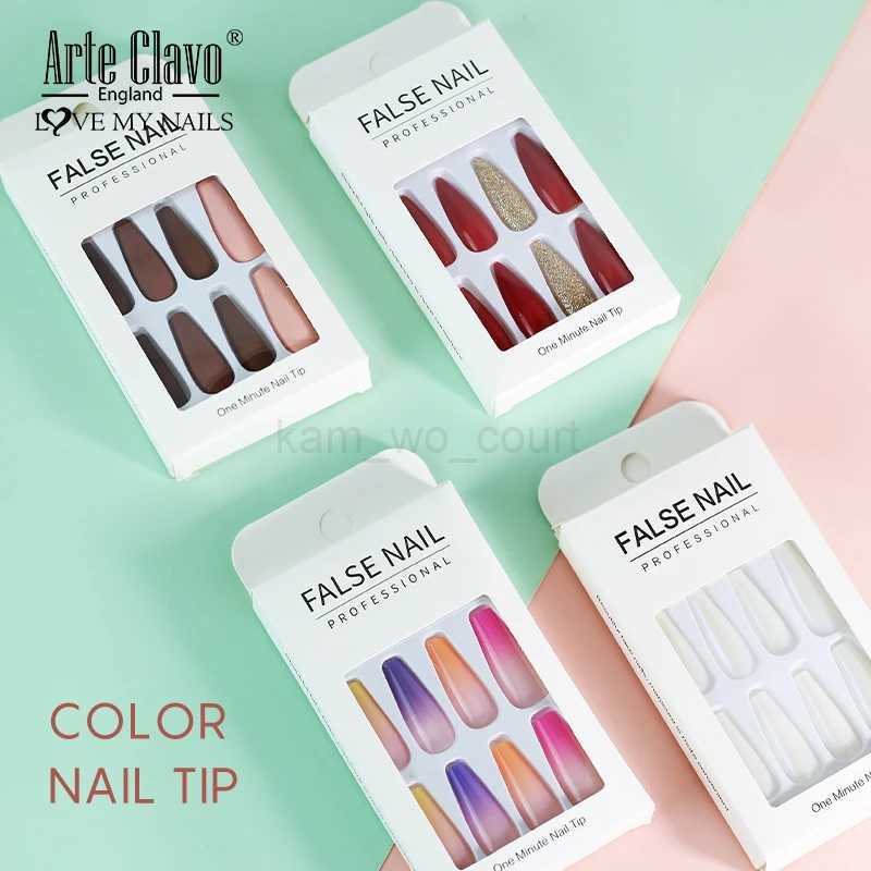 Arte Clavo Fake Nails DIY Beauty Nail Art Ballerina Stiletto Tips Clear Wearable Fake Nails Artificial Designs Matte Full CoverM240709