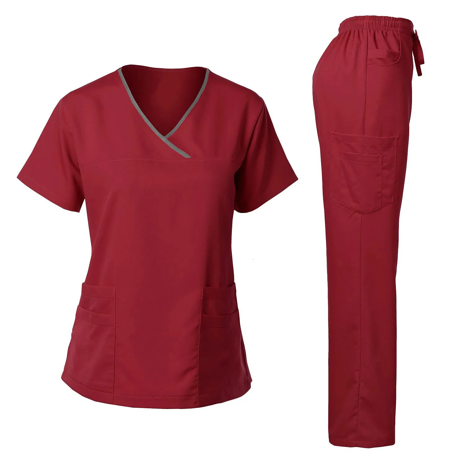 Fashion Women Scrubs Uniform Hospital Doctors Clothes Nurses Accessories Dental Clinic Beauty Spa Salon Workwear Sets 240704