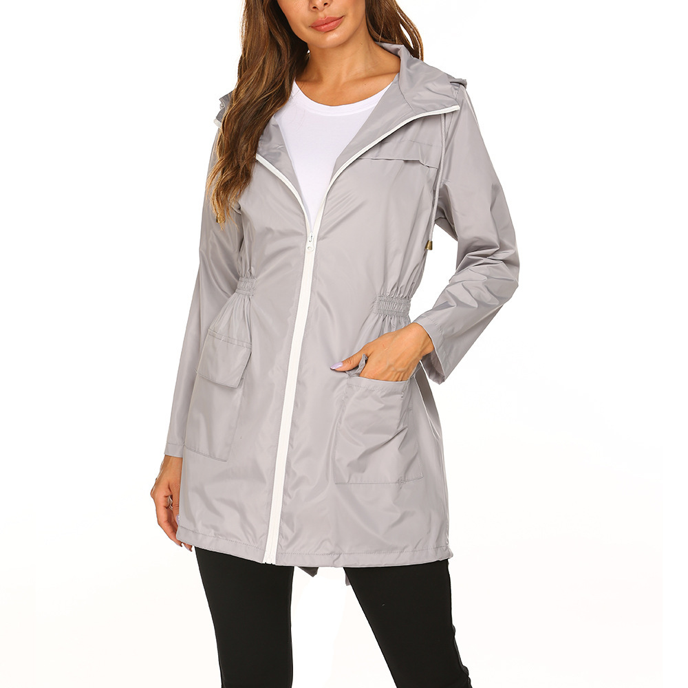 Light Jacket Sports Coat Light Rain Jackets with Hooded Waist Womens Tight Yoga Clothes Quick-drying Top Zipper Cardigan Fitness HYY0726