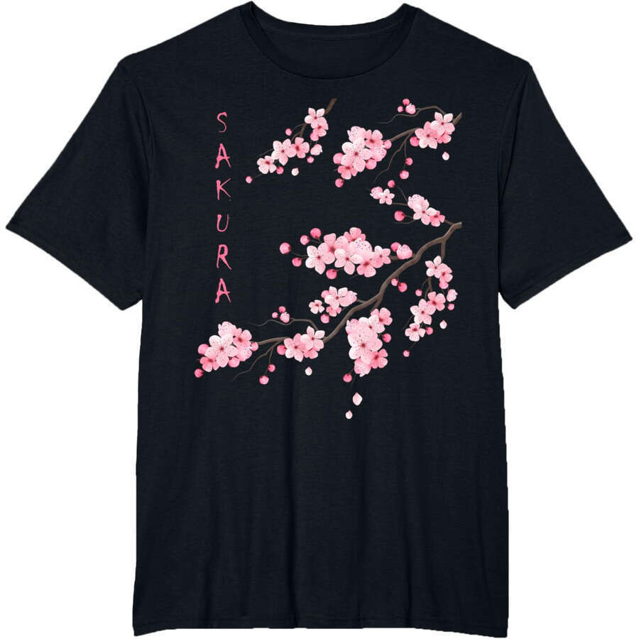 Mens Womens T Shirts Tee Vintage Sakura Cherry Blossom Japanese Graphical Art T-Shirt Tops Tshirt Designer Clothes Free shipping