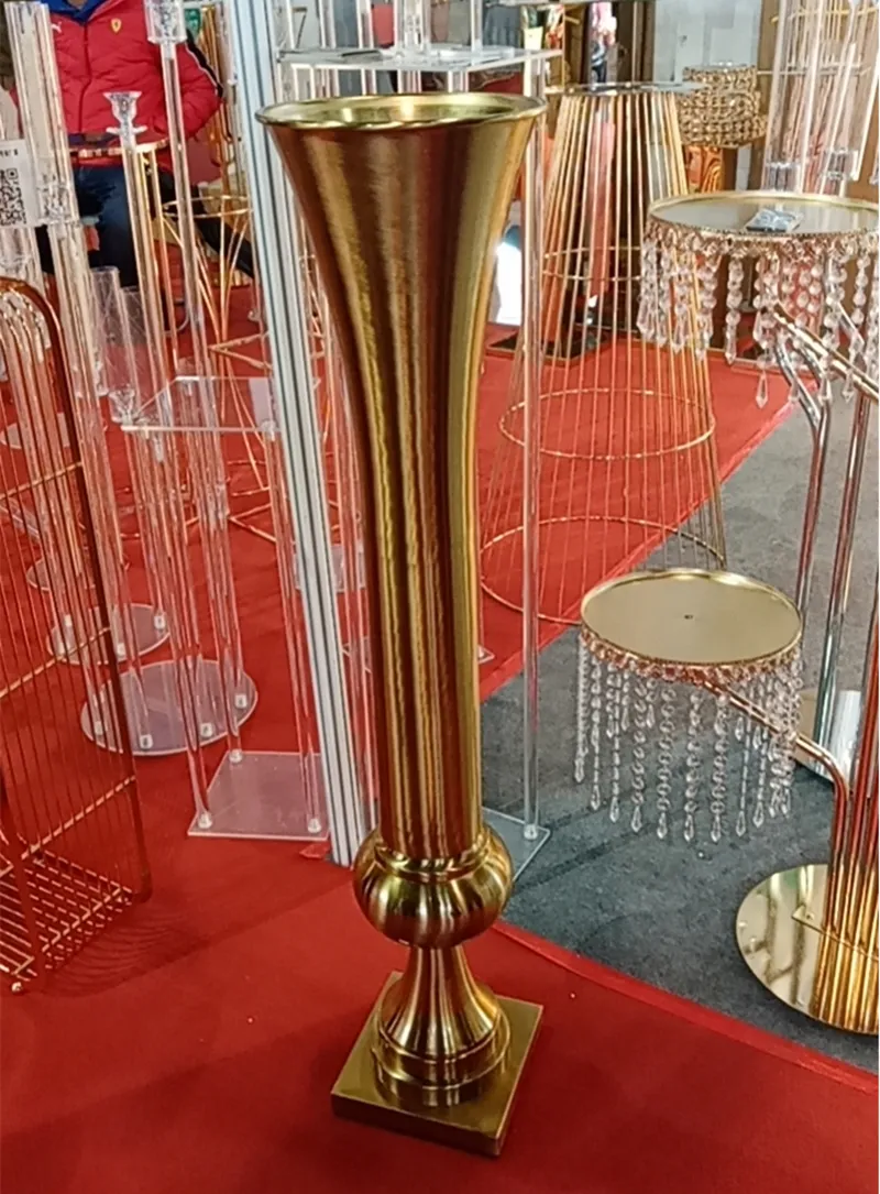100cm height flower vase gold metal candle holder candle stand wedding centerpiece event party road lead home decor 10 pcs/ lot LL