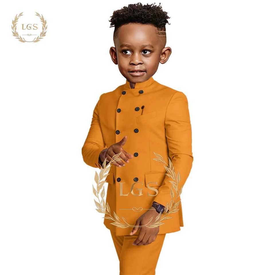 Suits Indian Style Double Breasted Boys Suit - Jacket and Pants 2 Piece Set - Stylish Design for Parties Events and Casual Occasions