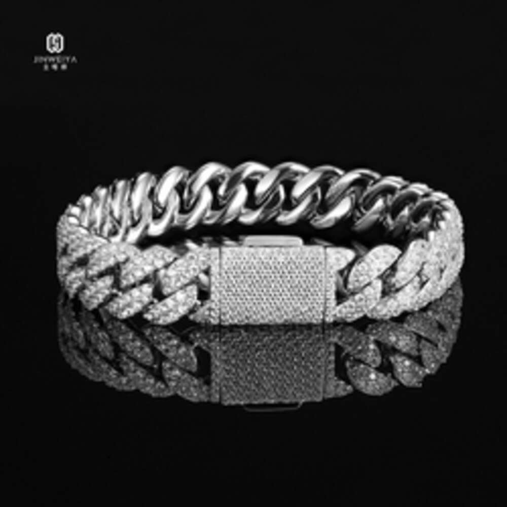 Hip Hop Bracelet Bangles Diamond Luxury Zircon 14k Gold Cuban Link Chain Iced Out