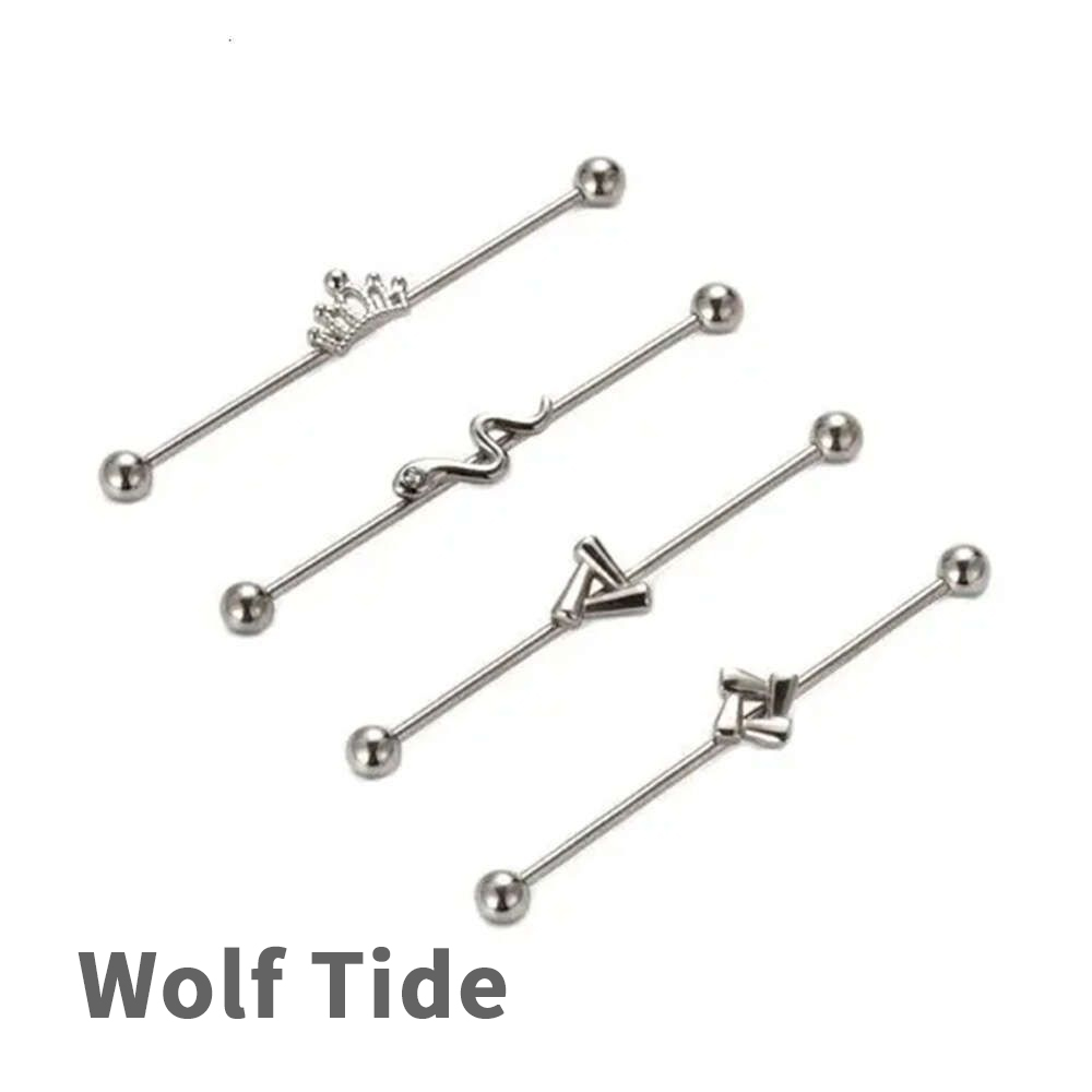 Straight Surgical Stainless Steel Industrial Barbell Helix Ear Bar Ball Cartilage Earring Stud Bling1.2mm Double Head Screw Rod Crown Bridgel Piercing