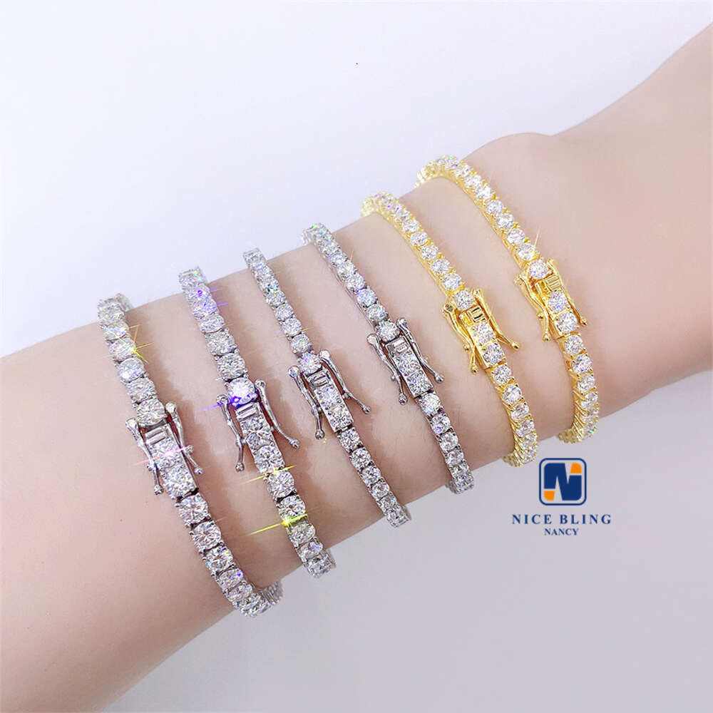 Full Size Pass Diamond Tester Iced Out Moissanite Diamond Hip Hop Jewelry Tennis Chain 925 Silver Tennis Necklace Bracelet